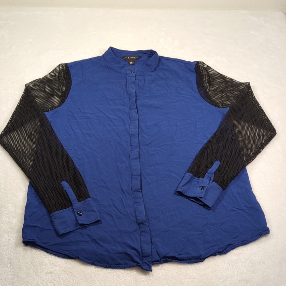 Rock & Republic mesh fish net sleeve blouse M EUC